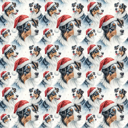 Santa Paws Australian Shepherd Christmas Wrapping Paper — repeating pattern tile