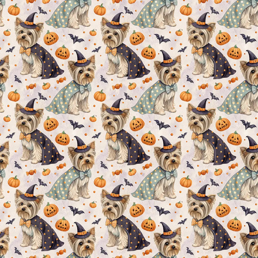 Costume Contest Yorkshire Terrier Halloween Wrapping Paper — repeating pattern tile