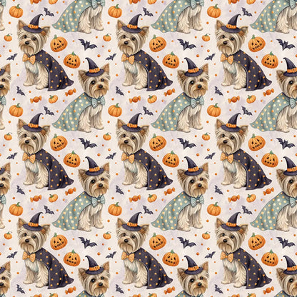 Costume Contest Yorkshire Terrier Halloween Wrapping Paper — repeating pattern tile