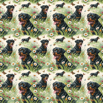 Rottweiler Spring Garden Wrapping Paper — repeating pattern tile