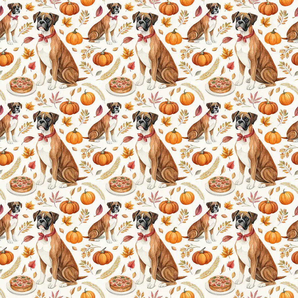 Boxer Thanksgiving Wrapping Paper — repeating pattern tile