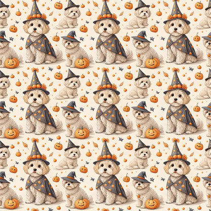 Costume Contest Maltipoo Halloween Wrapping Paper — repeating pattern tile