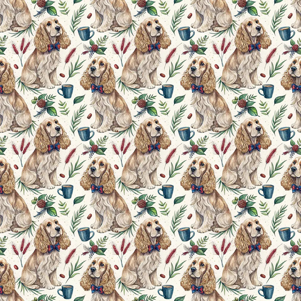 Dapper Cocker Spaniel Father's Day Wrapping Paper — repeating pattern tile