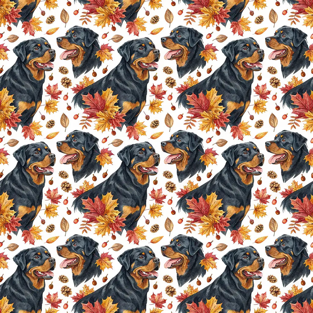 Rottweiler Autumn Wrapping Paper — repeating pattern tile