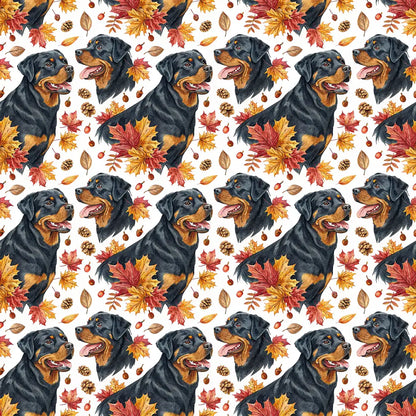 Rottweiler Autumn Wrapping Paper — repeating pattern tile