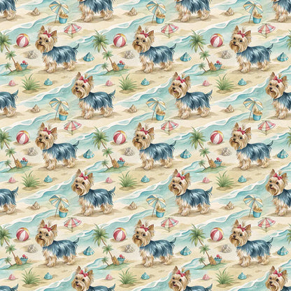 Yorkshire Terrier Beach Day Wrapping Paper — repeating pattern tile