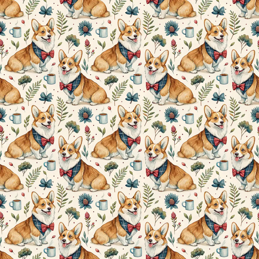 Dapper Corgi Father's Day Wrapping Paper — repeating pattern tile