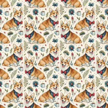 Dapper Corgi Father's Day Wrapping Paper — repeating pattern tile