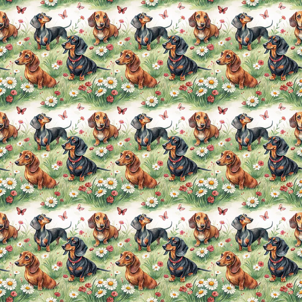 Dachshund Floral Mother's Day Wrapping Paper — repeating pattern tile
