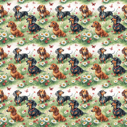 Dachshund Floral Mother's Day Wrapping Paper — repeating pattern tile