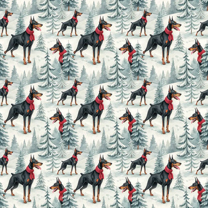 Doberman Christmas Wrapping Paper — repeating pattern tile