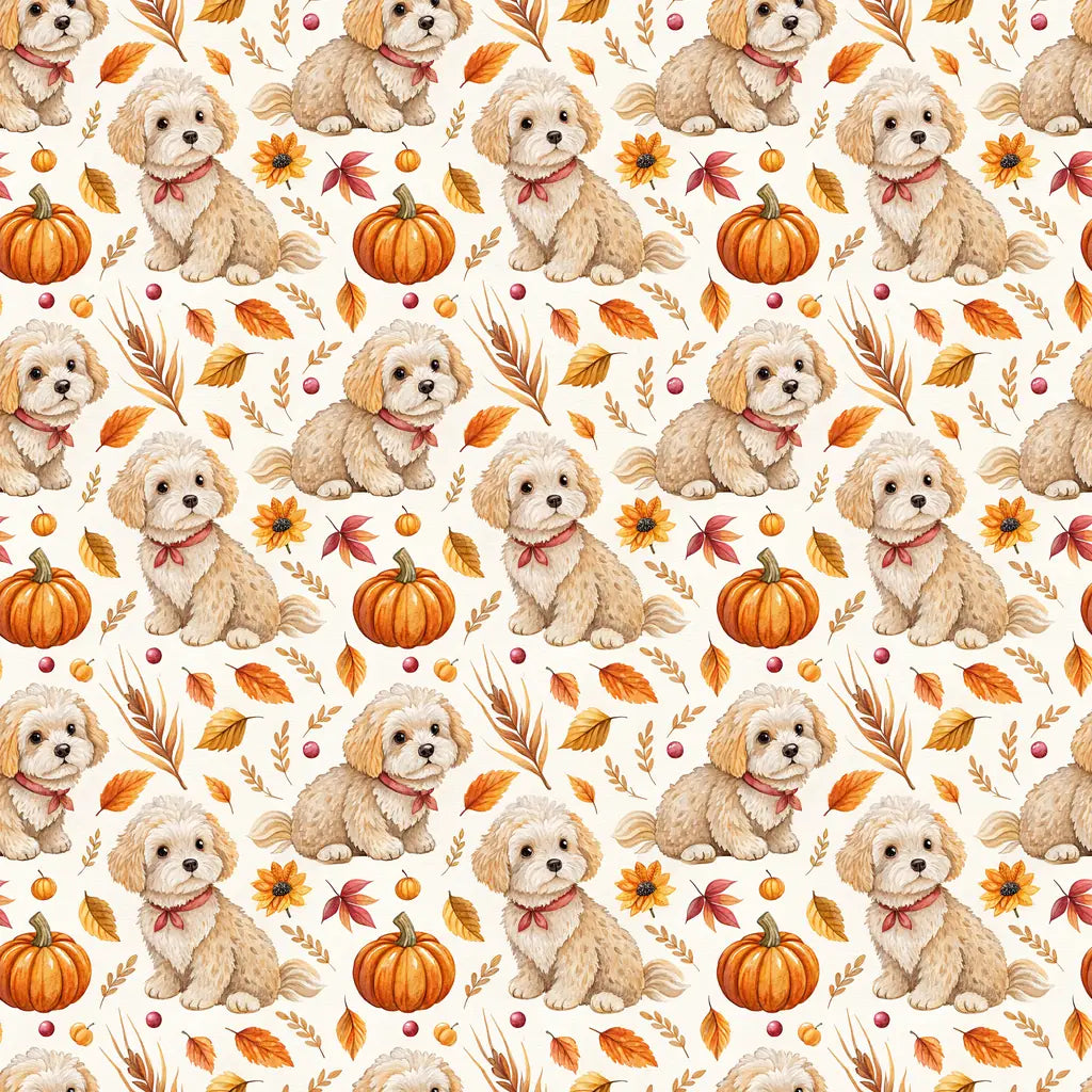 Maltipoo Thanksgiving Wrapping Paper — repeating pattern tile