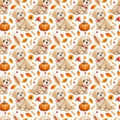 Maltipoo Thanksgiving Wrapping Paper — repeating pattern tile
