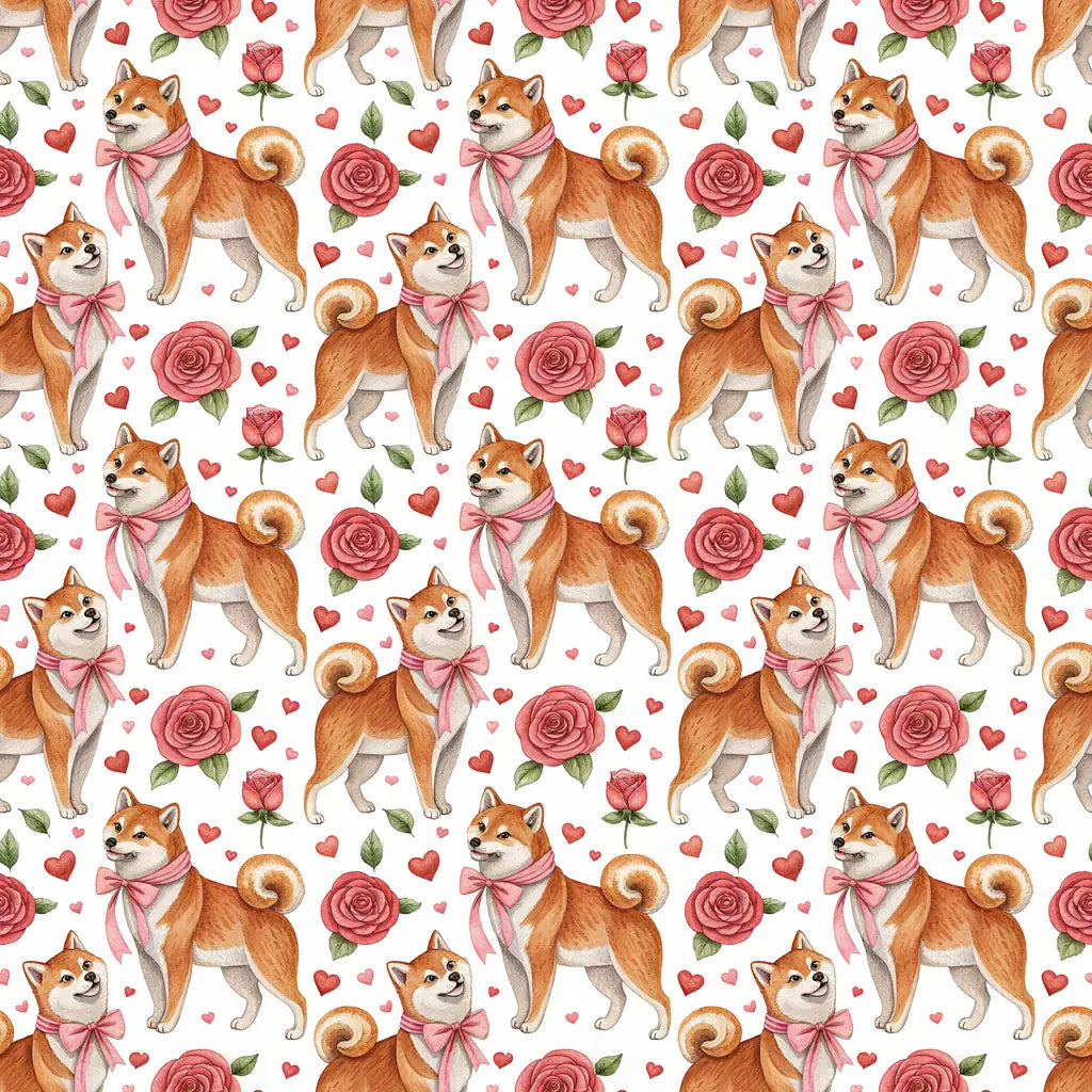 Shiba Inu Valentine's Day Wrapping Paper — repeating pattern tile