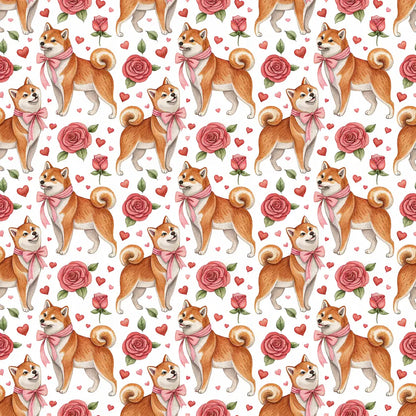 Shiba Inu Valentine's Day Wrapping Paper — repeating pattern tile