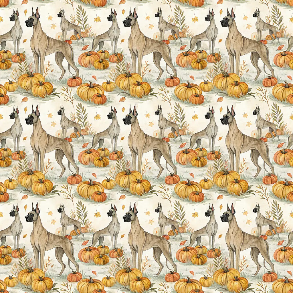 Pumpkin Patch Great Dane Halloween Wrapping Paper — repeating pattern tile
