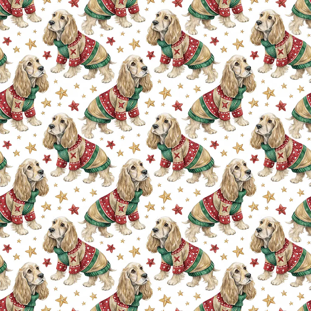 Ugly Sweater Cocker Spaniel Christmas Wrapping Paper — repeating pattern tile