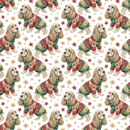 Ugly Sweater Cocker Spaniel Christmas Wrapping Paper — repeating pattern tile