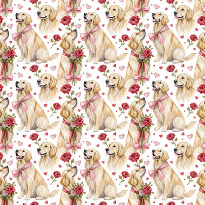 Golden Retriever Valentine's Day Wrapping Paper — repeating pattern tile