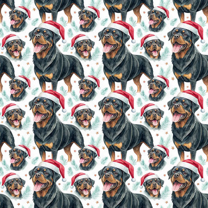 Santa Paws Rottweiler Christmas Wrapping Paper — repeating pattern tile