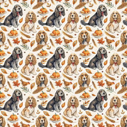 Cocker Spaniel Thanksgiving Wrapping Paper — repeating pattern tile