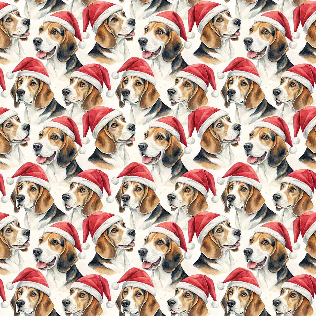 Santa Paws Beagle Christmas Wrapping Paper — repeating pattern tile