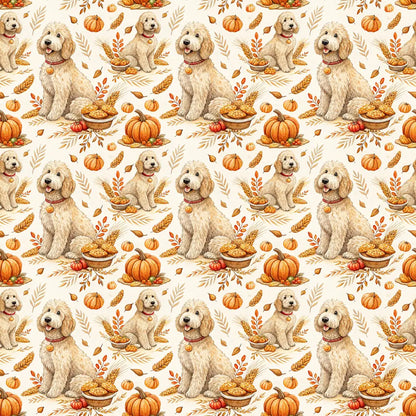 Goldendoodle Thanksgiving Wrapping Paper — repeating pattern tile