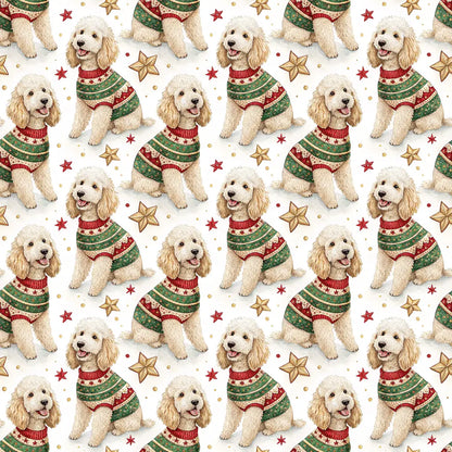 Ugly Sweater Goldendoodle Christmas Wrapping Paper — repeating pattern tile