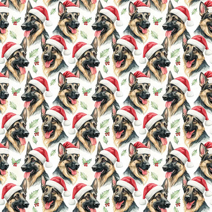 Santa Paws German Shepherd Christmas Wrapping Paper — repeating pattern tile
