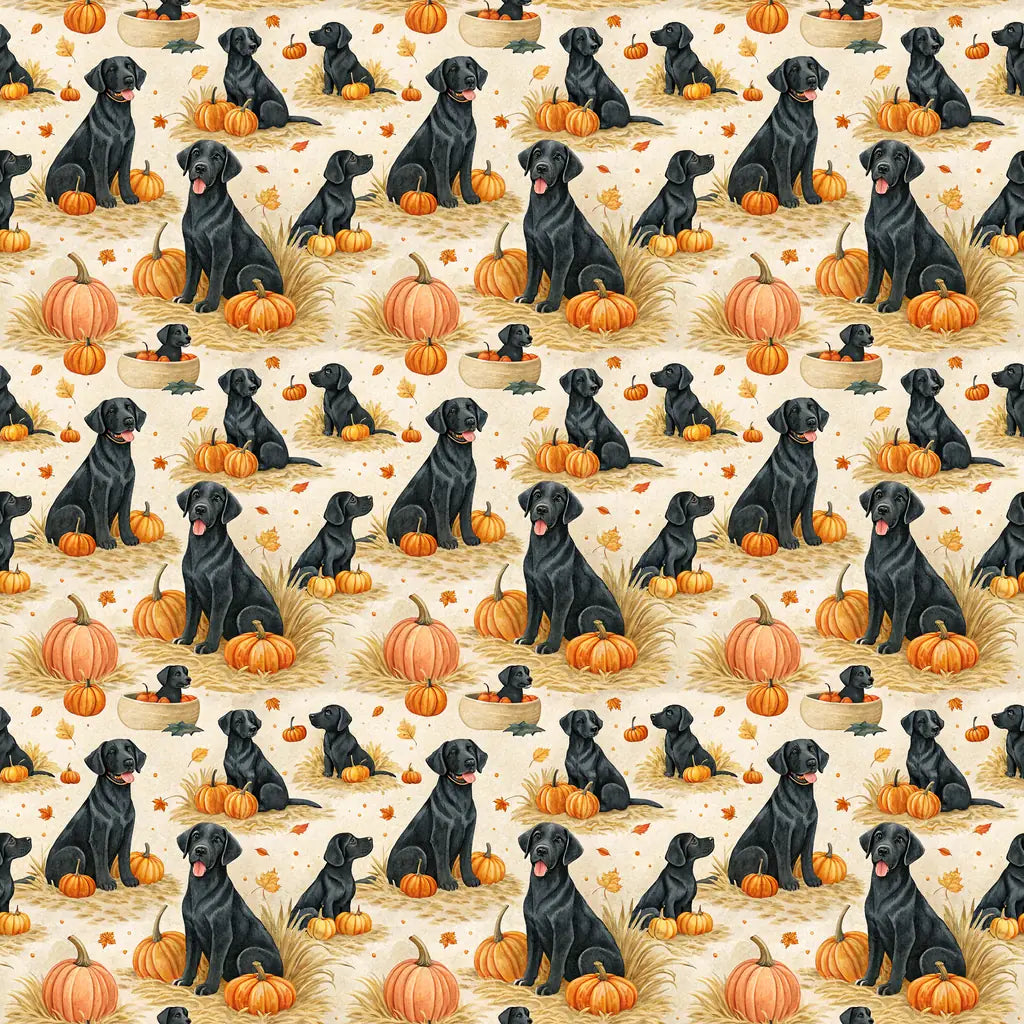 Pumpkin Patch Black Lab Halloween Wrapping Paper — repeating pattern tile
