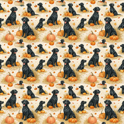 Pumpkin Patch Black Lab Halloween Wrapping Paper — repeating pattern tile