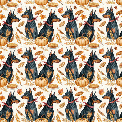 Doberman Thanksgiving Wrapping Paper — repeating pattern tile
