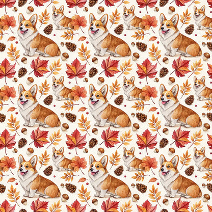 Corgi Autumn Wrapping Paper — repeating pattern tile