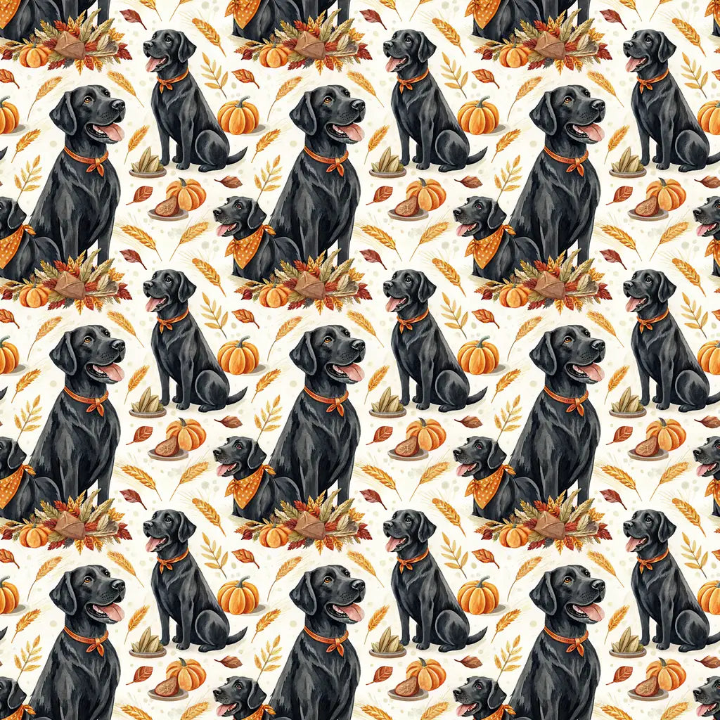 Black Lab Thanksgiving Wrapping Paper — repeating pattern tile
