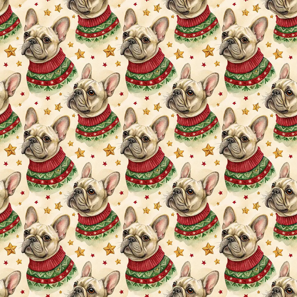 Ugly Sweater French Bulldog Christmas Wrapping Paper — repeating pattern tile