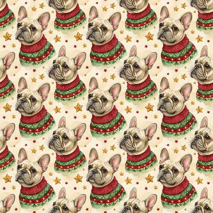 Ugly Sweater French Bulldog Christmas Wrapping Paper — repeating pattern tile