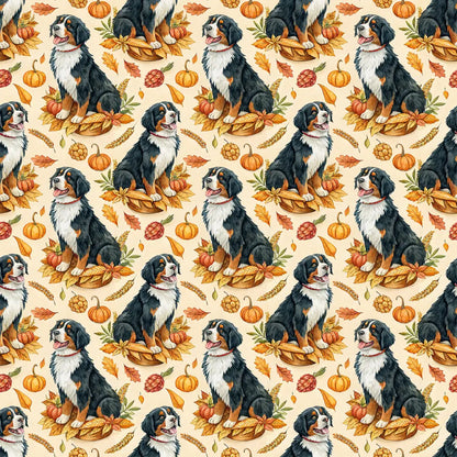 Bernese Mountain Dog Thanksgiving Wrapping Paper — repeating pattern tile