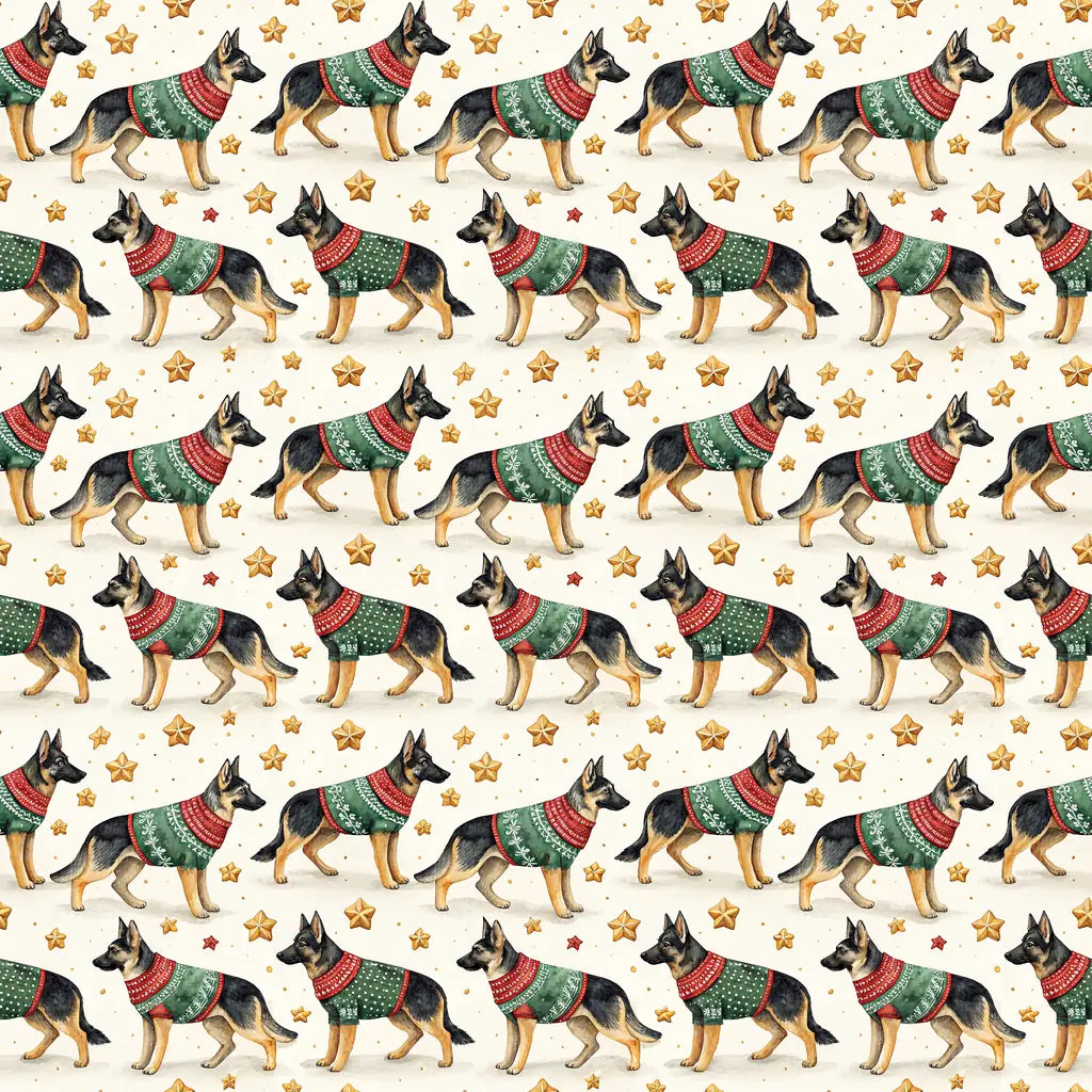 Ugly Sweater German Shepherd Christmas Wrapping Paper — repeating pattern tile