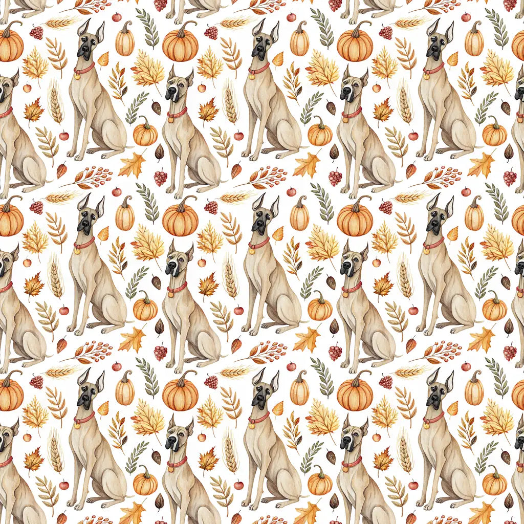 Great Dane Thanksgiving Wrapping Paper — repeating pattern tile