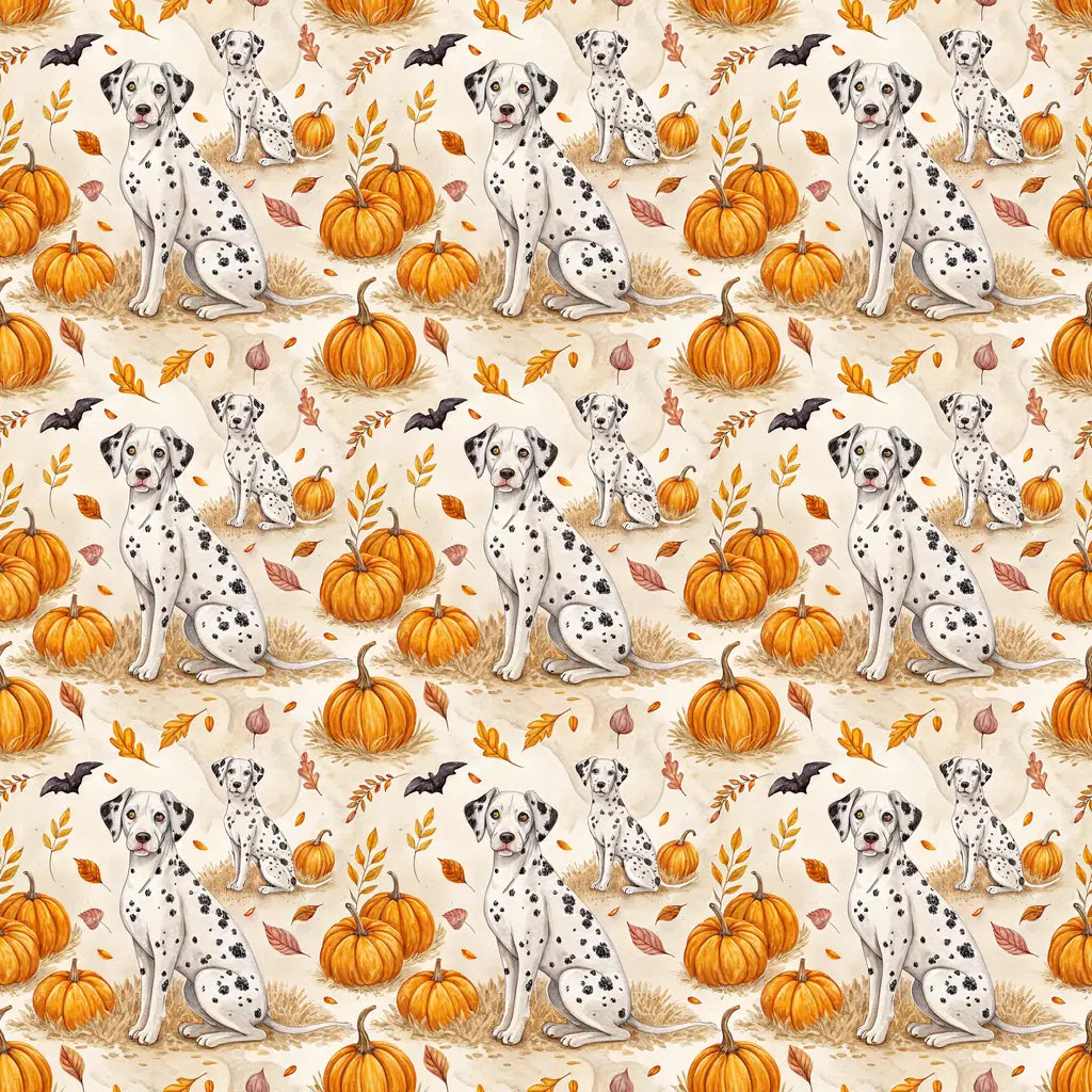 Pumpkin Patch Dalmatian Halloween Wrapping Paper — repeating pattern tile