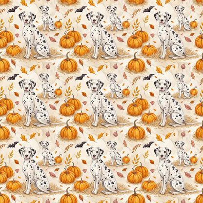 Pumpkin Patch Dalmatian Halloween Wrapping Paper — repeating pattern tile