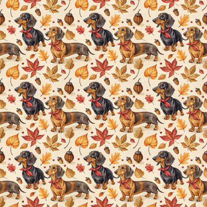 Dachshund Autumn Wrapping Paper — repeating pattern tile