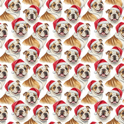Santa Paws English Bulldog Christmas Wrapping Paper — repeating pattern tile