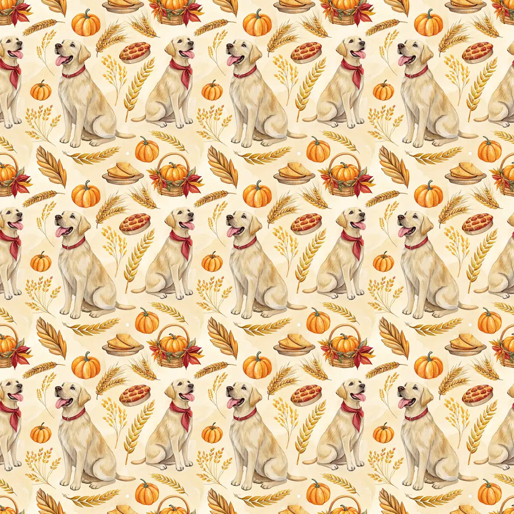 Yellow Lab Thanksgiving Wrapping Paper — repeating pattern tile