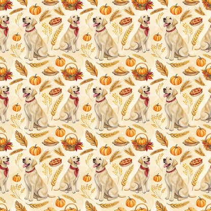 Yellow Lab Thanksgiving Wrapping Paper — repeating pattern tile