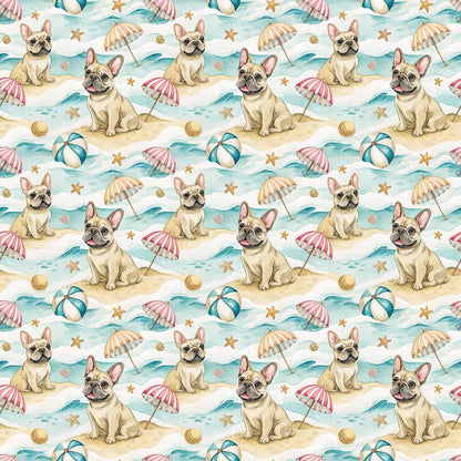 French Bulldog Beach Day Wrapping Paper — repeating pattern tile