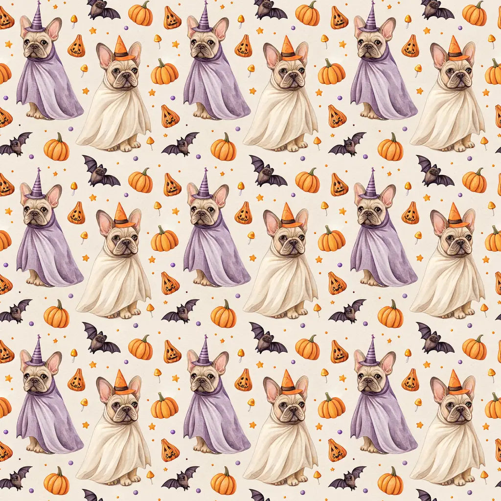 Costume Contest French Bulldog Halloween Wrapping Paper — repeating pattern tile