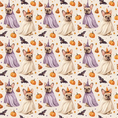 Costume Contest French Bulldog Halloween Wrapping Paper — repeating pattern tile
