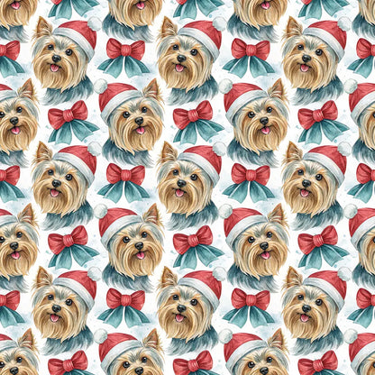 Santa Paws Yorkshire Terrier Christmas Wrapping Paper — repeating pattern tile