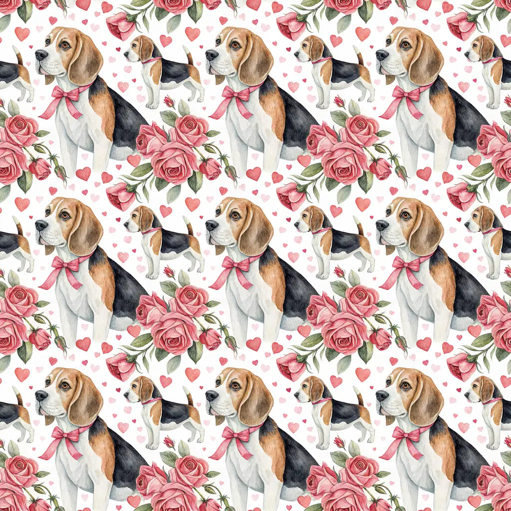 Beagle Valentine's Day Wrapping Paper — repeating pattern tile